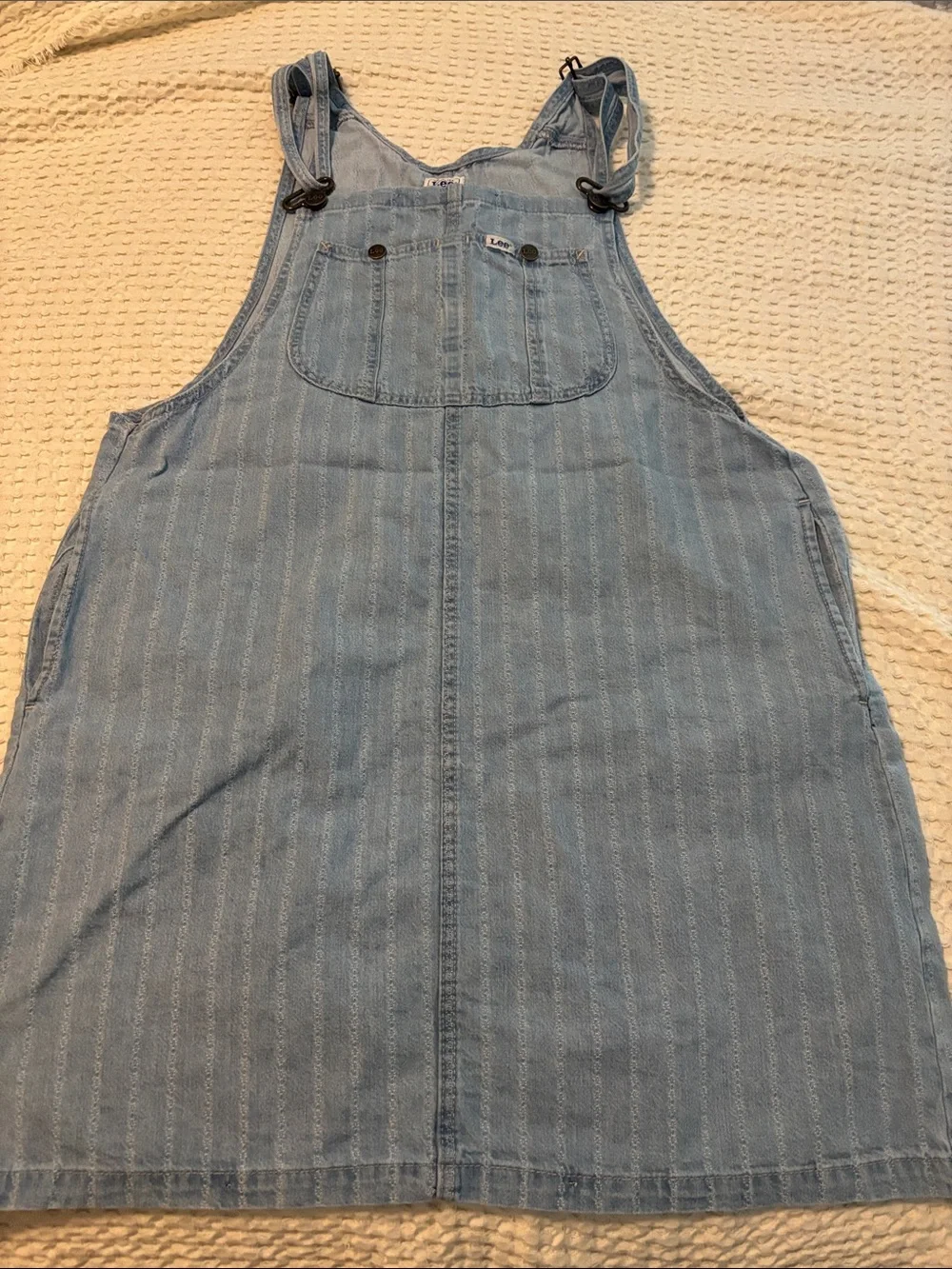 Lee Workwear Light Wash Denim Overalls Dress Jumper Sz L